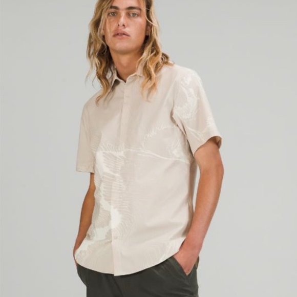 Lululemon Mark Healey Moon Drift Short Sleeve (SS) Shirt in Mohn Beige Tan White - Picture 1 of 16